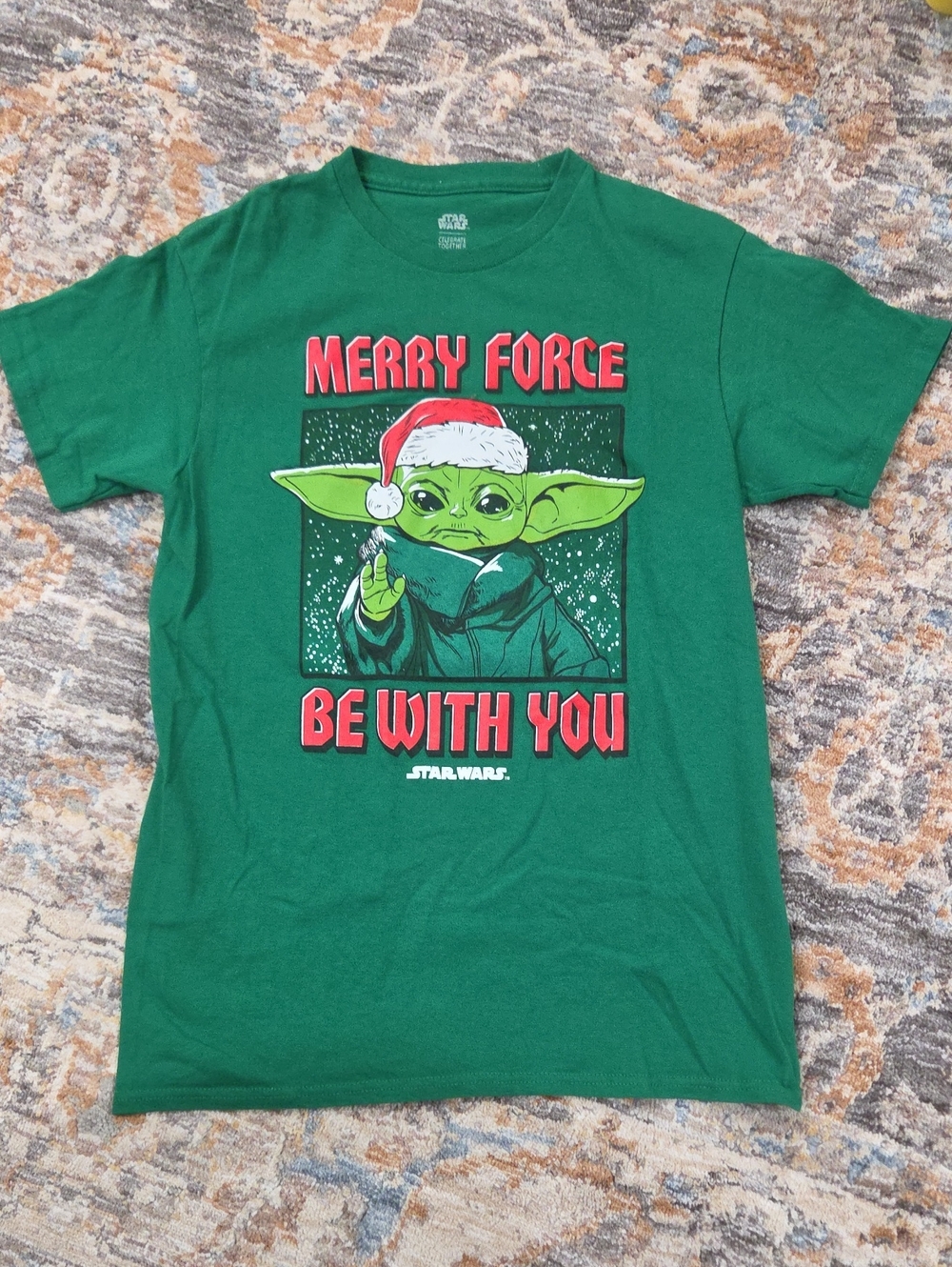 Star Wars Green Holiday Grogu "Merry Force Be With You" T-Shirt